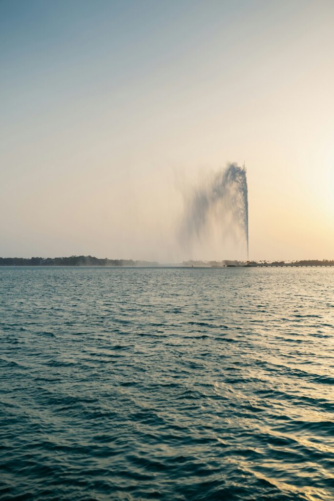 The King Fahd Fountain jetting water over the Red Sea in Jeddah
