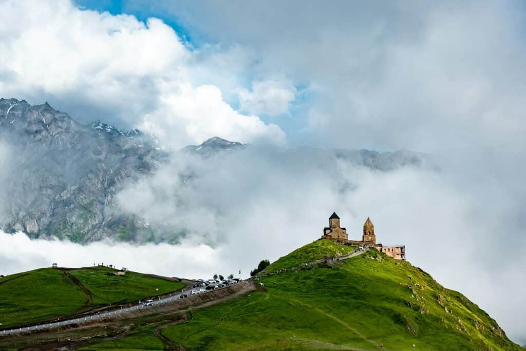 Green mountains around Kazbegi, Georgia