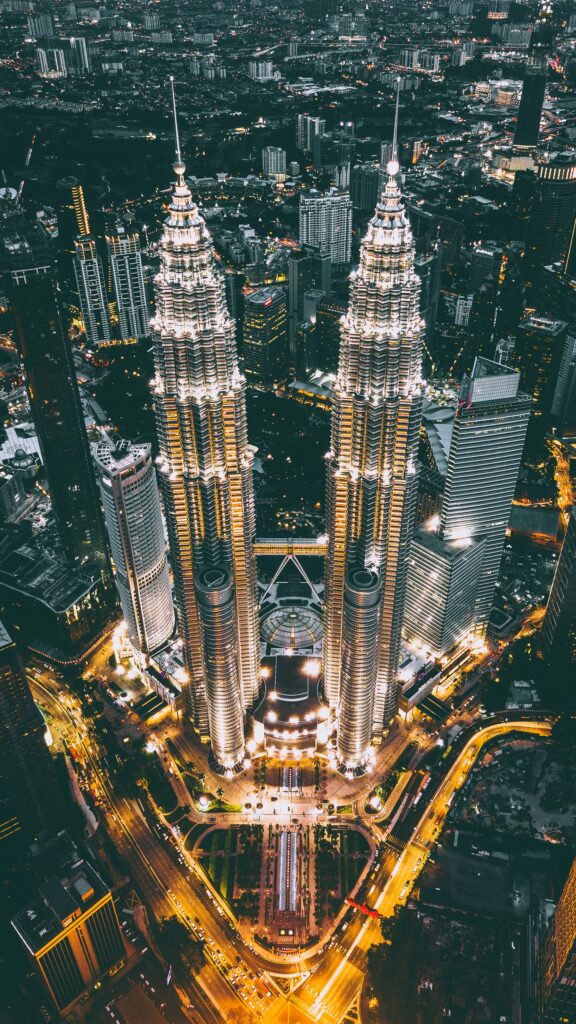 The Petronas Twin Towers in Kuala Lumpur, Malaysia